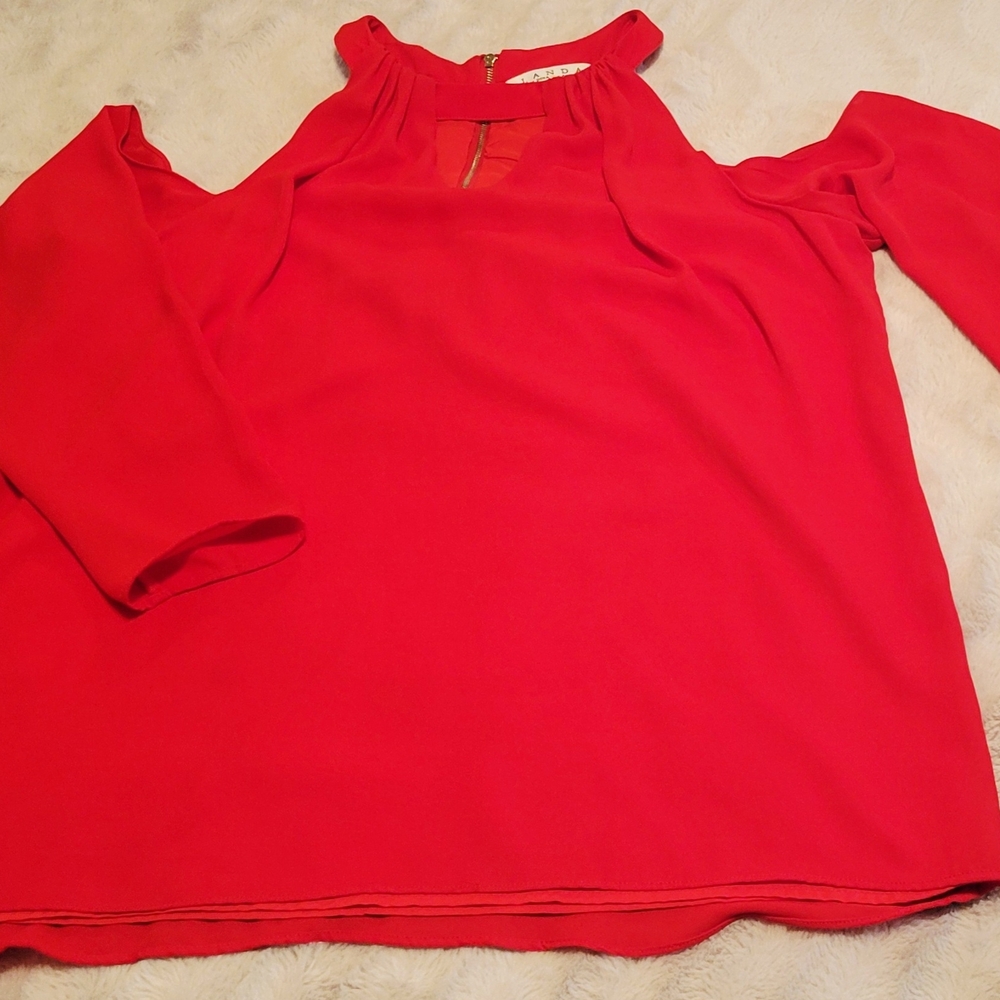 Vibrant Red Cold Shoulder Blouse